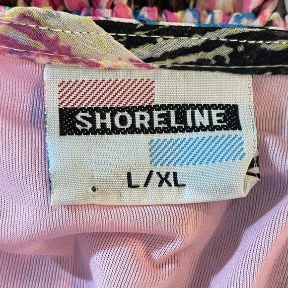 Shoreline Splash of Color Tropical Print With V Neck - Layered Summer Dress - Picture 4 of 6